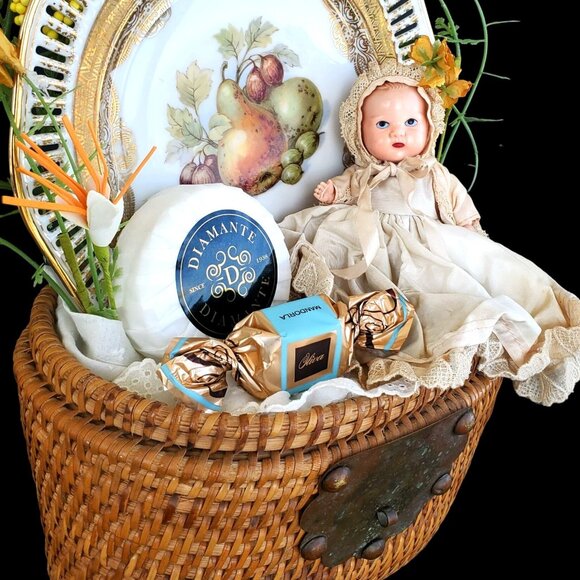 Handmade Other - Gift Basket Baby Shower Vintage Antique Gift Shabby Chic Decor Baby Girl